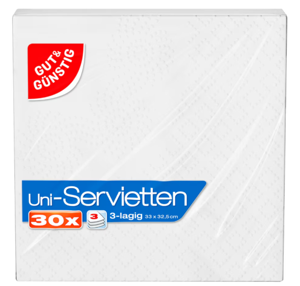 Bild von G&G Servietten weiss 3lg.33x33cm 30ST