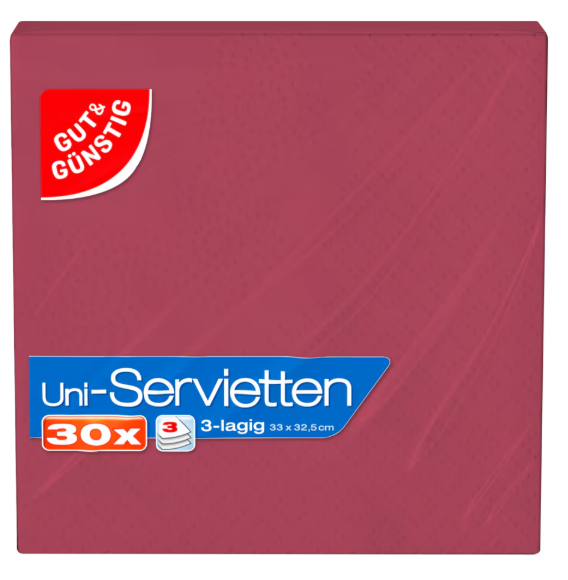 Bild von G&G Servietten bordeauxrot 3lg.30ST