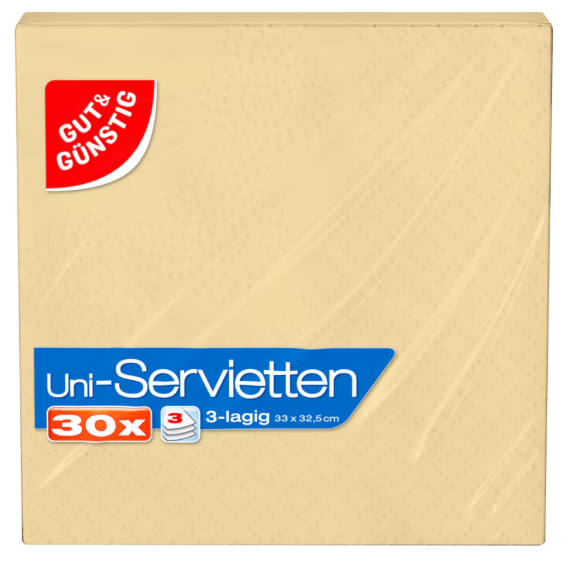 Bild von G&G Servietten creme 3lg.33x33cm 30ST