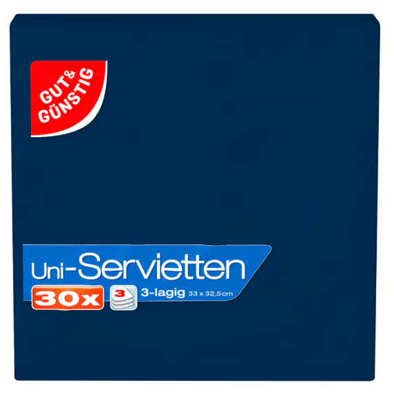 Bild von G&G Servietten 33/33/3 blau 30ST