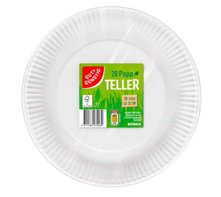 Bild von G&G Pappteller rund weiß 23cm 20St