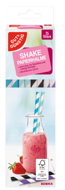 Bild von G&G Shake Papiertrinkhalme 20cm 25ST